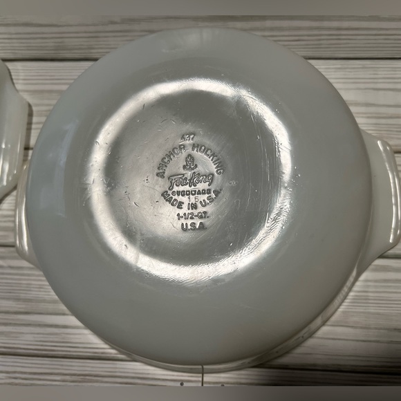 Anchor Hocking Fire King MCM Candle Glow White Glass 2pc Set - Picture 5 of 7